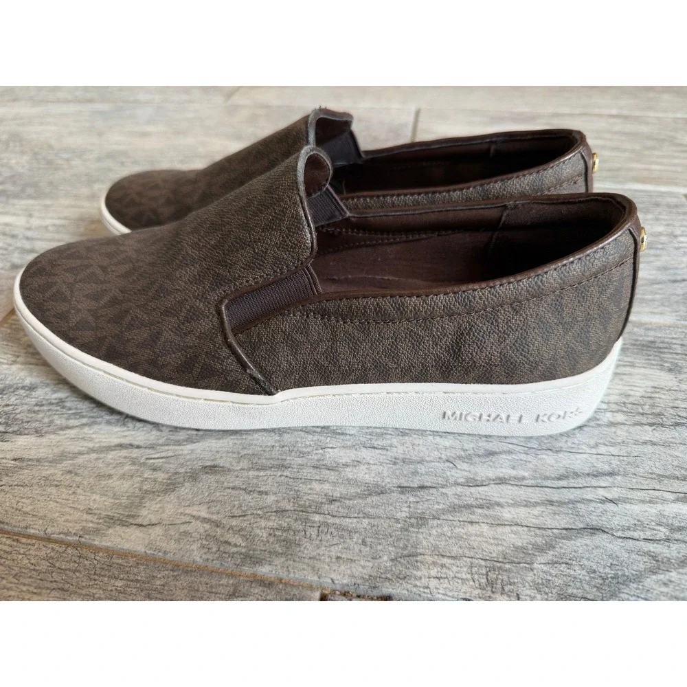Michael Kors Keaton‎ Slip On Sneakers 9 MK Monogram Flats Womens Shoes Loafers